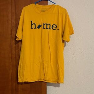 Gildan Yellow Tee with Blue 'Home' Design